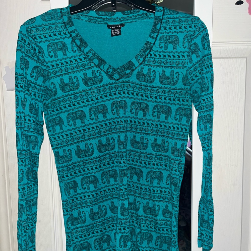 Teal Elephant Long-Sleeve by Rue21